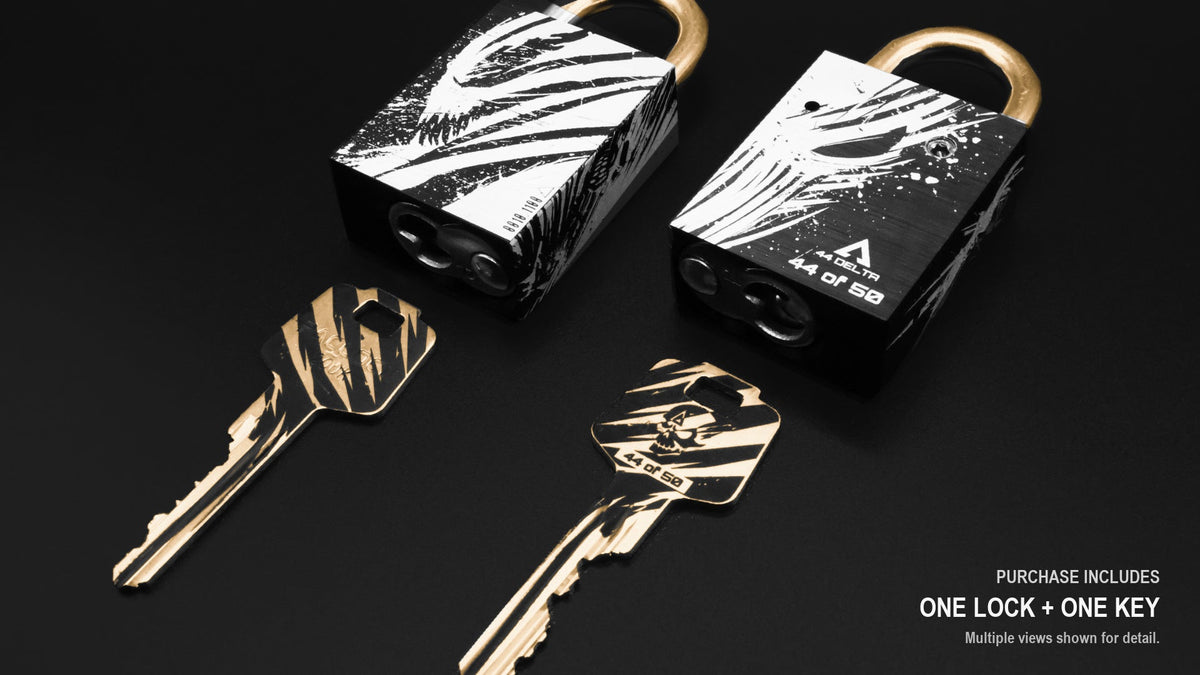 Wrath EPIC ETCH Series 4 – front and back views; purchase includes one lock and one brass key