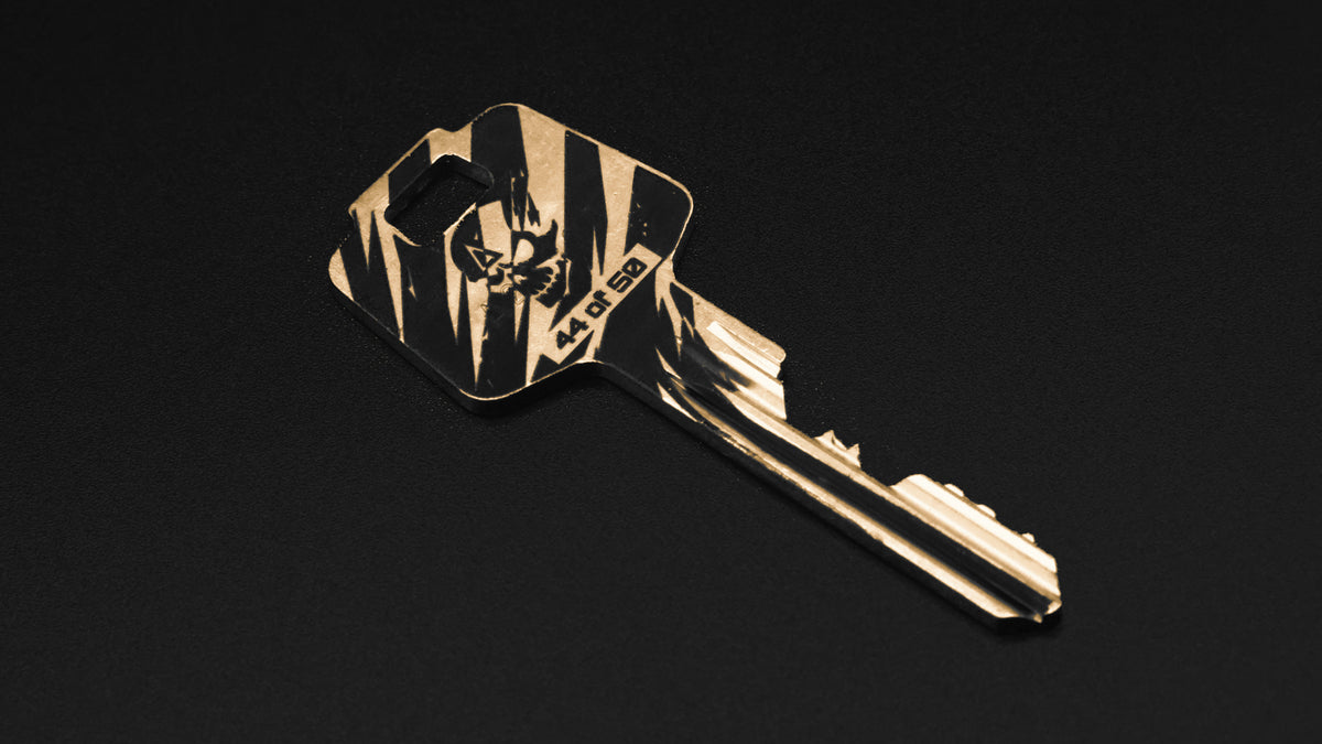 Wrath EPIC ETCH Series 4 – brass key reverse with serial number 44 of 50