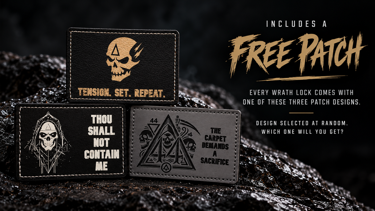 One free patch included with each Wrath lock; design randomly selected from three possibilities.